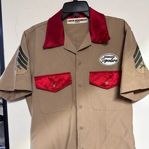 Vintage Upcycled Reworked Military Shirt with Patches Jack Manson Beverly Hills